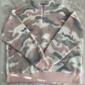 Grayson Threads Women’s Pink/cream Camo Quarter Zip Sweatshirt